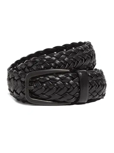 Zegna Men's Leather Braided Belt - Black | Thumbnail 1 Zegna Men's Leather Braided Belt - Black | Thumbnail 1