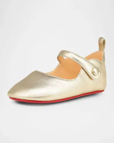 Christian Louboutin Girl's Love Chick Metallic Leather Ballerina Shoes, Baby | Thumbnail 2 Christian Louboutin Girl's Love Chick Metallic Leather Ballerina Shoes, Baby | Thumbnail 2