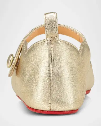 Christian Louboutin Girl's Love Chick Metallic Leather Ballerina Shoes, Baby | Thumbnail 3 Christian Louboutin Girl's Love Chick Metallic Leather Ballerina Shoes, Baby | Thumbnail 3