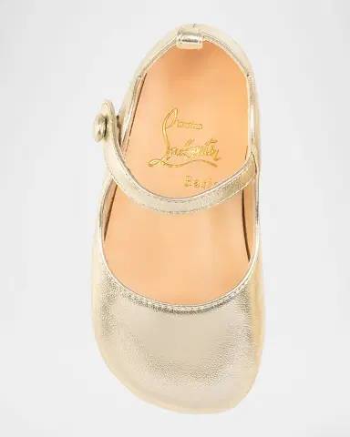 Christian Louboutin Girl's Love Chick Metallic Leather Ballerina Shoes, Baby | Thumbnail 4 Christian Louboutin Girl's Love Chick Metallic Leather Ballerina Shoes, Baby | Thumbnail 4