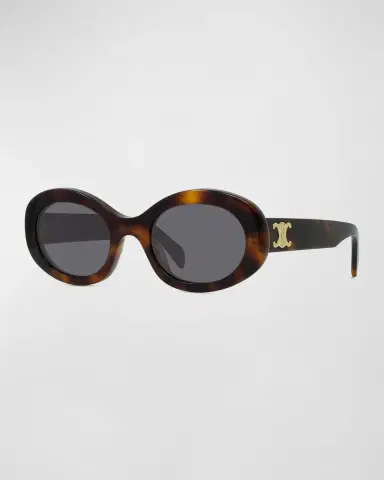CELINE Triomphe Logo Oval Acetate Sunglasses | Thumbnail 3 CELINE Triomphe Logo Oval Acetate Sunglasses | Thumbnail 3