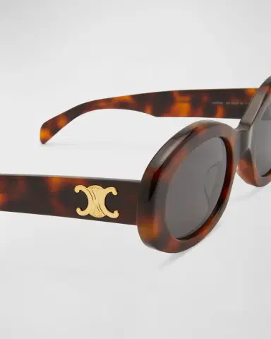 CELINE Triomphe Logo Oval Acetate Sunglasses | Thumbnail 4 CELINE Triomphe Logo Oval Acetate Sunglasses | Thumbnail 4