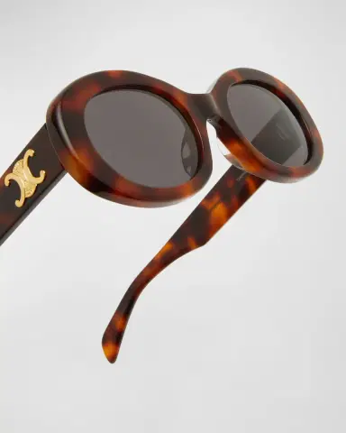CELINE Triomphe Logo Oval Acetate Sunglasses | Thumbnail 5 CELINE Triomphe Logo Oval Acetate Sunglasses | Thumbnail 5