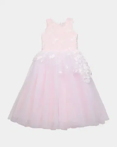 White Label by Zoe Girl's Lauren 3D Flower Embellished Tulle Dress, Size 2-12 | Thumbnail 2 White Label by Zoe Girl's Lauren 3D Flower Embellished Tulle Dress, Size 2-12 | Thumbnail 2