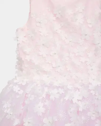 White Label by Zoe Girl's Lauren 3D Flower Embellished Tulle Dress, Size 2-12 | Thumbnail 3 White Label by Zoe Girl's Lauren 3D Flower Embellished Tulle Dress, Size 2-12 | Thumbnail 3