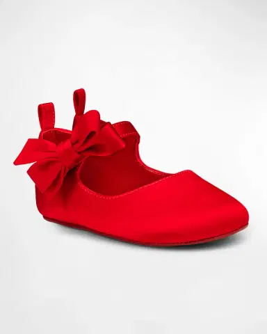 Christian Louboutin Girl's Lou Babe Satin Bow Ballet Flats, Baby | Thumbnail 2 Christian Louboutin Girl's Lou Babe Satin Bow Ballet Flats, Baby | Thumbnail 2