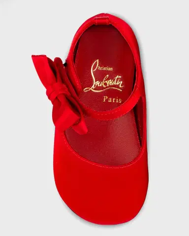 Christian Louboutin Girl's Lou Babe Satin Bow Ballet Flats, Baby | Thumbnail 4 Christian Louboutin Girl's Lou Babe Satin Bow Ballet Flats, Baby | Thumbnail 4