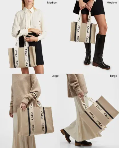 Chloé Woody Large Tote Bag in Linen | Thumbnail 8 Chloé Woody Large Tote Bag in Linen | Thumbnail 8