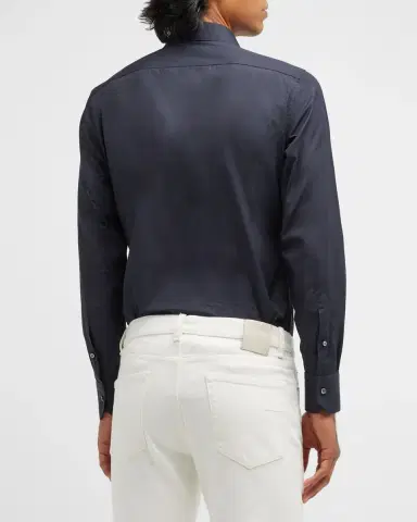 Zegna Men's Trofeo Comfort Cotton Shirt | Thumbnail 4 Zegna Men's Trofeo Comfort Cotton Shirt | Thumbnail 4