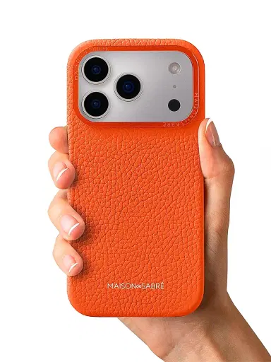 Maison de Sabre Leather Phone Case (iPhone 17 Pro Max) - Manhattan Orange | Thumbnail 5 Maison de Sabre Leather Phone Case (iPhone 17 Pro Max) - Manhattan Orange | Thumbnail 5