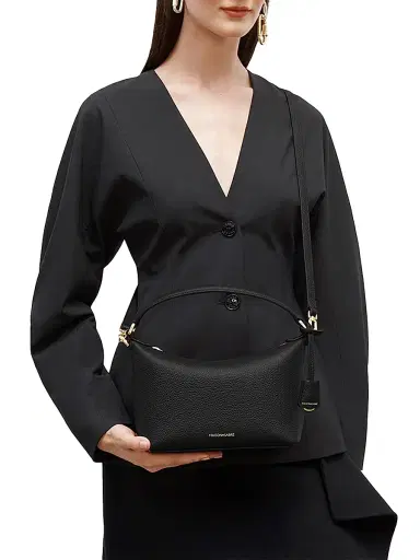 MAISON de SABRÉ Women's Leather Soft Hobo Bag - Black Caviar | Thumbnail 2 MAISON de SABRÉ Women's Leather Soft Hobo Bag - Black Caviar | Thumbnail 2