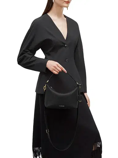 MAISON de SABRÉ Women's Leather Soft Hobo Bag - Black Caviar | Thumbnail 3 MAISON de SABRÉ Women's Leather Soft Hobo Bag - Black Caviar | Thumbnail 3