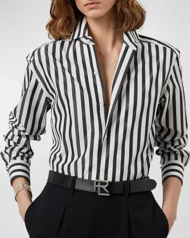 Ralph Lauren Collection Capri Relaxed Fit Striped Cotton Shirt | Thumbnail 4 Ralph Lauren Collection Capri Relaxed Fit Striped Cotton Shirt | Thumbnail 4
