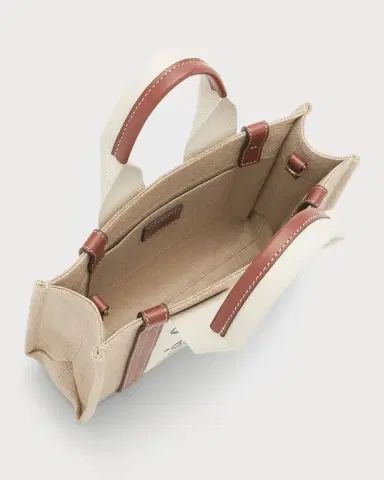 Chloé Woody Small Tote Bag in Linen with Crossbody Strap | Thumbnail 2 Chloé Woody Small Tote Bag in Linen with Crossbody Strap | Thumbnail 2