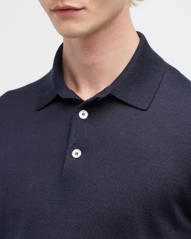 ZEGNA Men 's Cashmere-Silk Polo Sweater | Thumbnail 5 ZEGNA Men 's Cashmere-Silk Polo Sweater | Thumbnail 5