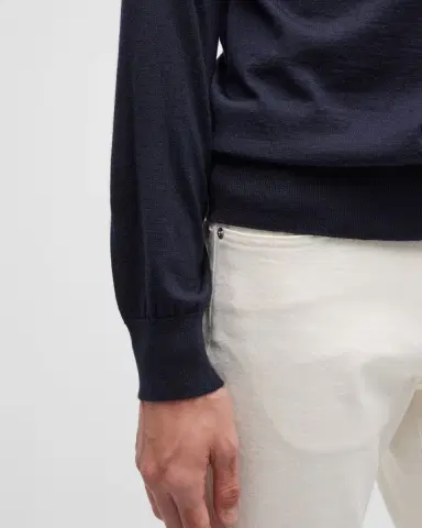 ZEGNA Men 's Cashmere-Silk Polo Sweater | Thumbnail 6 ZEGNA Men 's Cashmere-Silk Polo Sweater | Thumbnail 6