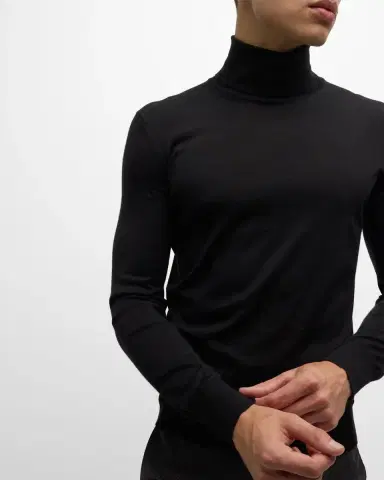 ZEGNA Men's Cashmere-Silk Turtleneck Sweater | Thumbnail 6 ZEGNA Men's Cashmere-Silk Turtleneck Sweater | Thumbnail 6