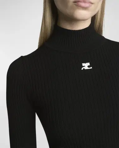 Courreges Turtleneck Long-Sleeve Rib Sweater | Thumbnail 5 Courreges Turtleneck Long-Sleeve Rib Sweater | Thumbnail 5
