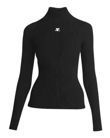 Courreges Turtleneck Long-Sleeve Rib Sweater | Thumbnail 1 Courreges Turtleneck Long-Sleeve Rib Sweater | Thumbnail 1