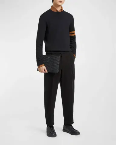 ZEGNA Men's Signifier Stripe Crewneck Sweater | Thumbnail 2 ZEGNA Men's Signifier Stripe Crewneck Sweater | Thumbnail 2