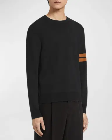ZEGNA Men's Signifier Stripe Crewneck Sweater | Thumbnail 4 ZEGNA Men's Signifier Stripe Crewneck Sweater | Thumbnail 4