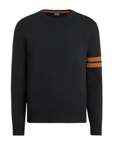 ZEGNA Men's Signifier Stripe Crewneck Sweater | Thumbnail 1 ZEGNA Men's Signifier Stripe Crewneck Sweater | Thumbnail 1