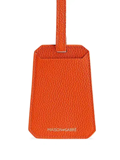 MAISON de SABRÉ Men's Leather Luggage Tag - Manhattan Orange | Thumbnail 4 MAISON de SABRÉ Men's Leather Luggage Tag - Manhattan Orange | Thumbnail 4