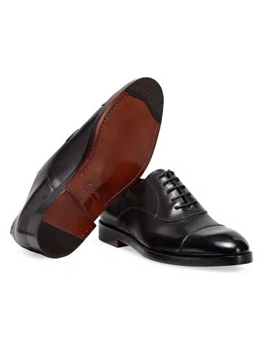 ZEGNA Men's Leather Torino Oxford Shoes - Black | Thumbnail 2 ZEGNA Men's Leather Torino Oxford Shoes - Black | Thumbnail 2
