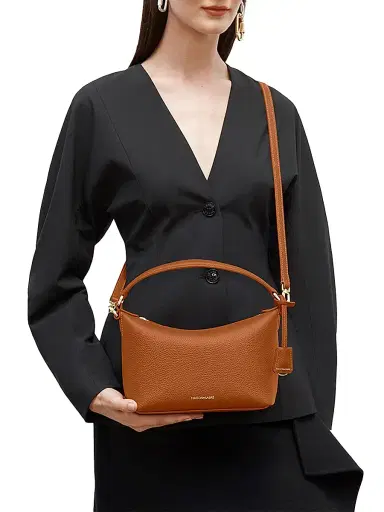 MAISON de SABRÉ Women's Leather Soft Hobo Bag - Pecan Brown | Thumbnail 2 MAISON de SABRÉ Women's Leather Soft Hobo Bag - Pecan Brown | Thumbnail 2