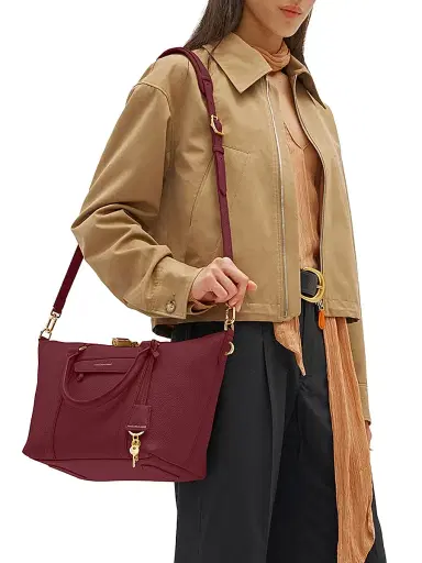 MAISON de SABRÉ Women's Leather Crossbody Weekender Bag - Plum Red | Thumbnail 2 MAISON de SABRÉ Women's Leather Crossbody Weekender Bag - Plum Red | Thumbnail 2