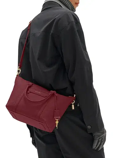 MAISON de SABRÉ Women's Leather Crossbody Weekender Bag - Plum Red | Thumbnail 3 MAISON de SABRÉ Women's Leather Crossbody Weekender Bag - Plum Red | Thumbnail 3