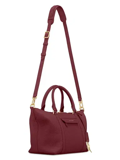 MAISON de SABRÉ Women's Leather Crossbody Weekender Bag - Plum Red | Thumbnail 9 MAISON de SABRÉ Women's Leather Crossbody Weekender Bag - Plum Red | Thumbnail 9