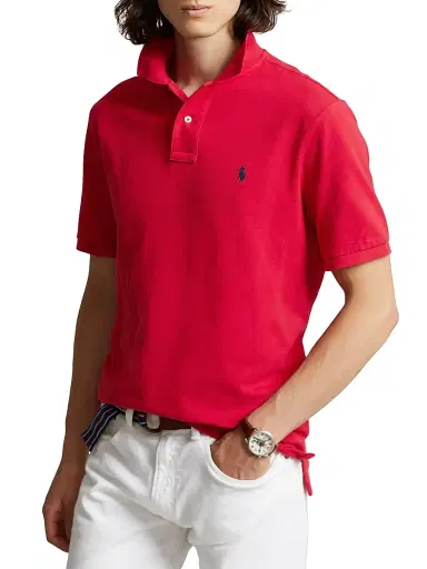 Polo Ralph Lauren Men's Cotton Mesh Slim-Fit Polo Shirt - Red | Thumbnail 3 Polo Ralph Lauren Men's Cotton Mesh Slim-Fit Polo Shirt - Red | Thumbnail 3