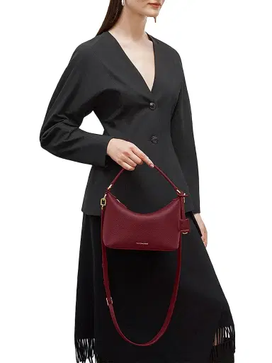 MAISON de SABRÉ Women's Leather Soft Hobo Bag - Plum Red | Thumbnail 3 MAISON de SABRÉ Women's Leather Soft Hobo Bag - Plum Red | Thumbnail 3