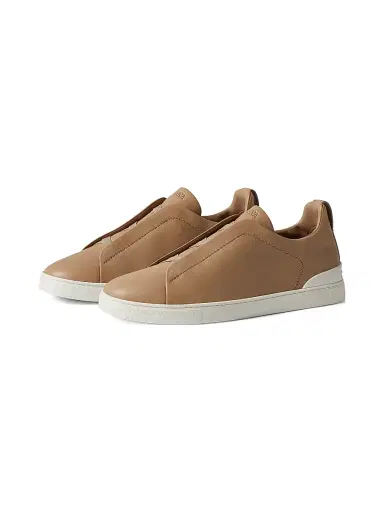 Zegna Men's Secondskin Triple Stitch Sneakers - Dark Beige - Size 11.5 | Thumbnail 2 Zegna Men's Secondskin Triple Stitch Sneakers - Dark Beige - Size 11.5 | Thumbnail 2