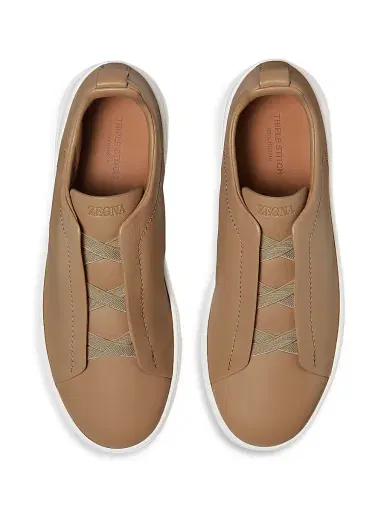 Zegna Men's Secondskin Triple Stitch Sneakers - Dark Beige - Size 11.5 | Thumbnail 3 Zegna Men's Secondskin Triple Stitch Sneakers - Dark Beige - Size 11.5 | Thumbnail 3