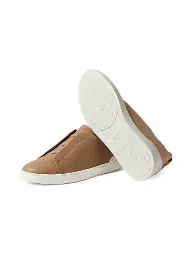 Zegna Men's Secondskin Triple Stitch Sneakers - Dark Beige - Size 11.5 | Thumbnail 4 Zegna Men's Secondskin Triple Stitch Sneakers - Dark Beige - Size 11.5 | Thumbnail 4