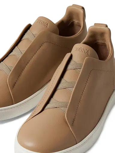 Zegna Men's Secondskin Triple Stitch Sneakers - Dark Beige - Size 11.5 | Thumbnail 5 Zegna Men's Secondskin Triple Stitch Sneakers - Dark Beige - Size 11.5 | Thumbnail 5