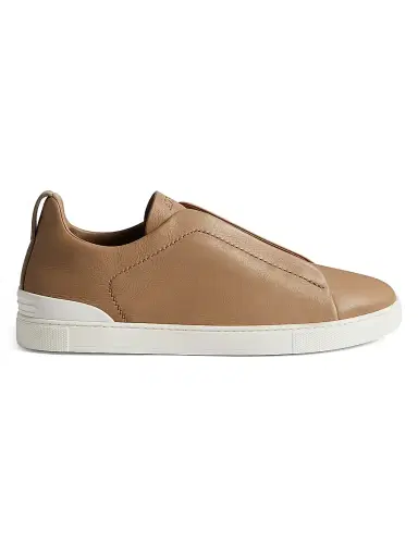 Zegna Men's Secondskin Triple Stitch Sneakers - Dark Beige - Size 11.5 | Thumbnail 1 Zegna Men's Secondskin Triple Stitch Sneakers - Dark Beige - Size 11.5 | Thumbnail 1