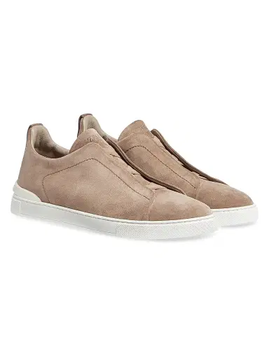 ZEGNA Men's Suede Triple Stitch Sneakers - Beige | Thumbnail 2 ZEGNA Men's Suede Triple Stitch Sneakers - Beige | Thumbnail 2