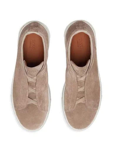 ZEGNA Men's Suede Triple Stitch Sneakers - Beige | Thumbnail 4 ZEGNA Men's Suede Triple Stitch Sneakers - Beige | Thumbnail 4