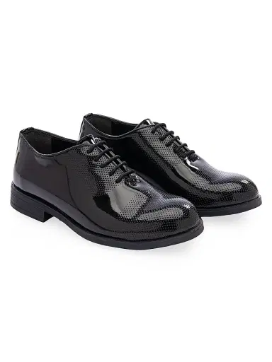 Moustache Little Boy's & Boy's Closed Lace Perforated Dress Shoes - Black 13 (Child) | Thumbnail 3 Moustache Little Boy's & Boy's Closed Lace Perforated Dress Shoes - Black 13 (Child) | Thumbnail 3