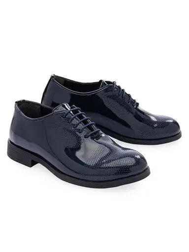 Moustache Little Boy's & Boy's Closed Lace Perforated Dress Shoes - Navy 3 (Child) | Thumbnail 2 Moustache Little Boy's & Boy's Closed Lace Perforated Dress Shoes - Navy 3 (Child) | Thumbnail 2