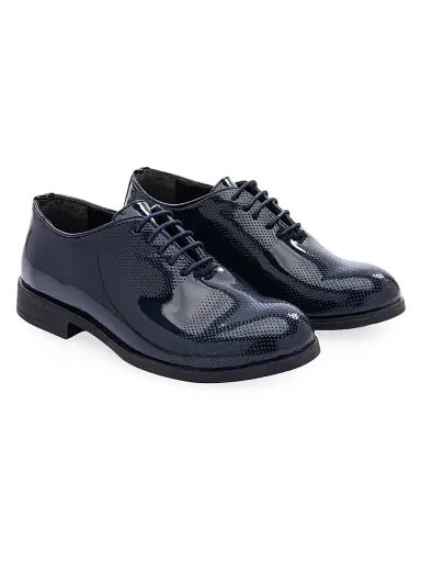 Moustache Little Boy's & Boy's Closed Lace Perforated Dress Shoes - Navy 3 (Child) | Thumbnail 3 Moustache Little Boy's & Boy's Closed Lace Perforated Dress Shoes - Navy 3 (Child) | Thumbnail 3
