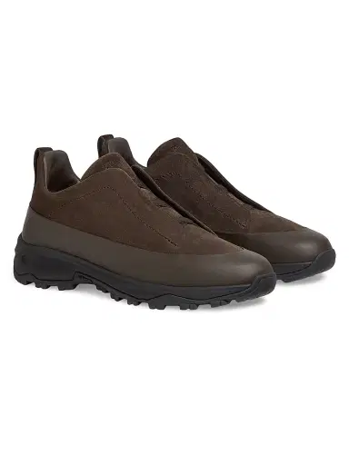 ZEGNA Men's Suede Triple Stitch Monte Sneakers - Dark Brown | Thumbnail 2 ZEGNA Men's Suede Triple Stitch Monte Sneakers - Dark Brown | Thumbnail 2
