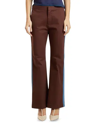 CYNTHIA ROWLEY Women's Riley Side-Stripe Cotton Flared Crop Pants | Thumbnail 1 CYNTHIA ROWLEY Women's Riley Side-Stripe Cotton Flared Crop Pants | Thumbnail 1