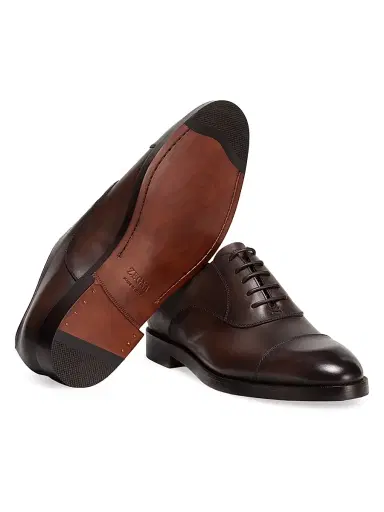 ZEGNA Men's Leather Torino Oxford Shoes - Dark Brown | Thumbnail 2 ZEGNA Men's Leather Torino Oxford Shoes - Dark Brown | Thumbnail 2