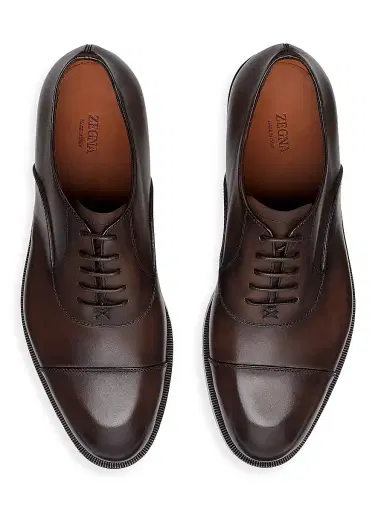 ZEGNA Men's Leather Torino Oxford Shoes - Dark Brown | Thumbnail 5 ZEGNA Men's Leather Torino Oxford Shoes - Dark Brown | Thumbnail 5