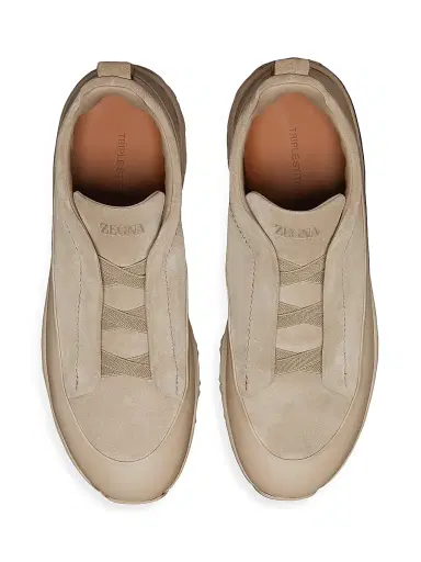 ZEGNA Men's Suede Triple Stitch Monte Sneakers - Light Brown | Thumbnail 3 ZEGNA Men's Suede Triple Stitch Monte Sneakers - Light Brown | Thumbnail 3