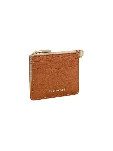 MAISON de SABRÉ Women's Leather Zipped Card Pouch - Pecan Nude | Thumbnail 2 MAISON de SABRÉ Women's Leather Zipped Card Pouch - Pecan Nude | Thumbnail 2